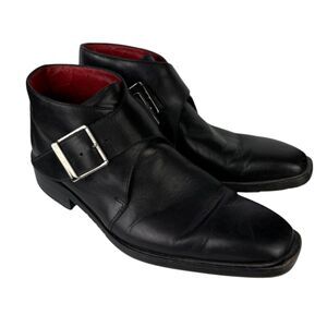 Kenneth Cole New York Men’s Black Leather Ankle Boots Size 9 Double Monk Strap